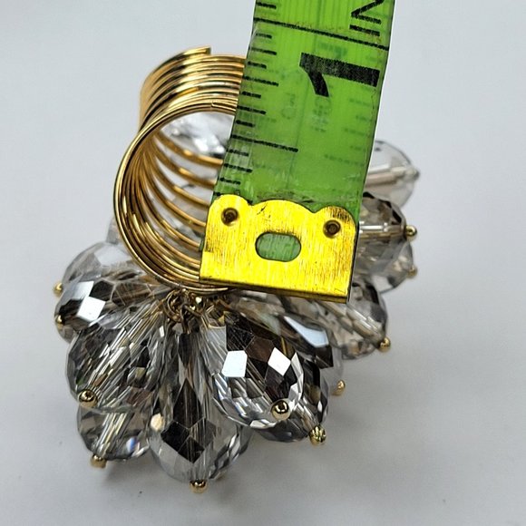 Swaroski Crystal Ring Flamboyant Unique Crystal Bicone Beaded Cluster Ring - Picture 12 of 12